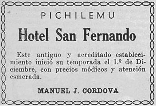 María Inés Córdova Lange: Homenaje Póstumo a una Pasajera de la Inauguración del Ferrocarril de San Fernando a Pichilemu 3 hotel san fernando 2